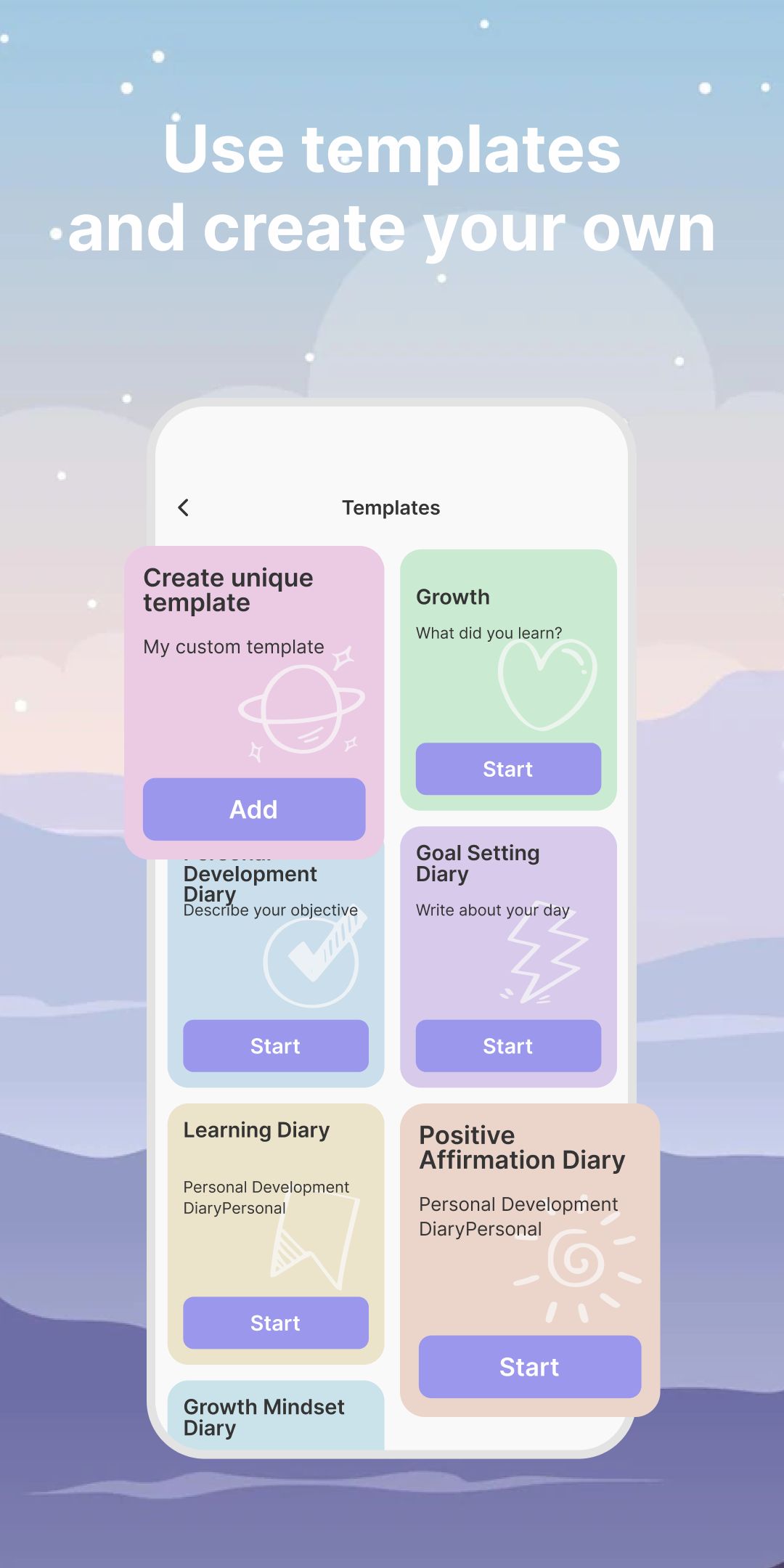 Use templates and create your own — template picker